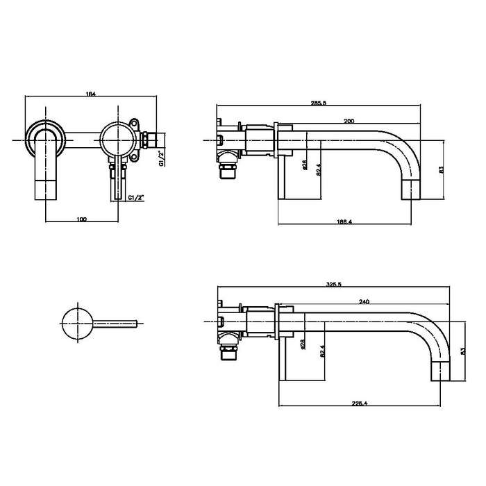 Scudo Core Wall Mounted Basin Mixer Tap