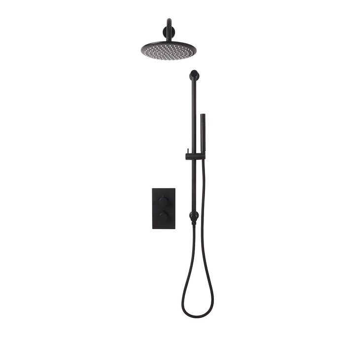 Scudo Core Round Thermostatic Concealed Shower Set with Fixed Head & Handset Riser Kit