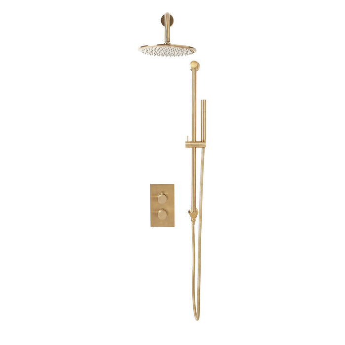 Scudo Core Round Thermostatic Concealed Shower Set with Fixed Head & Handset Riser Kit