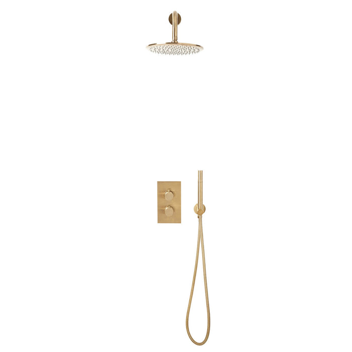 Scudo Core Round Thermostatic Concealed Shower Set with Fixed Head & Handset