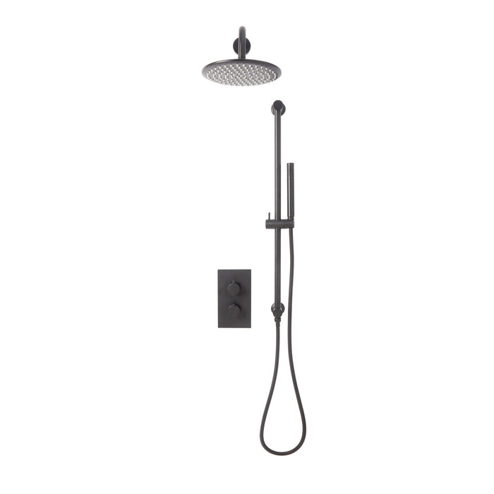 Scudo Core Round Thermostatic Concealed Shower Set with Fixed Head & Handset Riser Kit