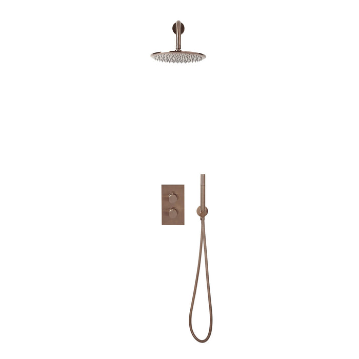Scudo Core Round Thermostatic Concealed Shower Set with Fixed Head & Handset
