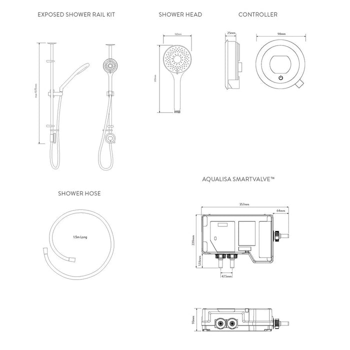 Aqualisa Optic Q Smart Digital Shower Exposed with Adjustable Head - High Pressure/Combi