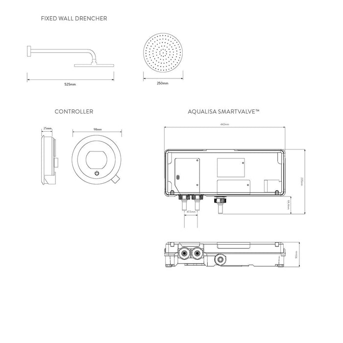 Aqualisa Optic Q Smart Digital Shower Concealed with Fixed Head - Gravity Pumped