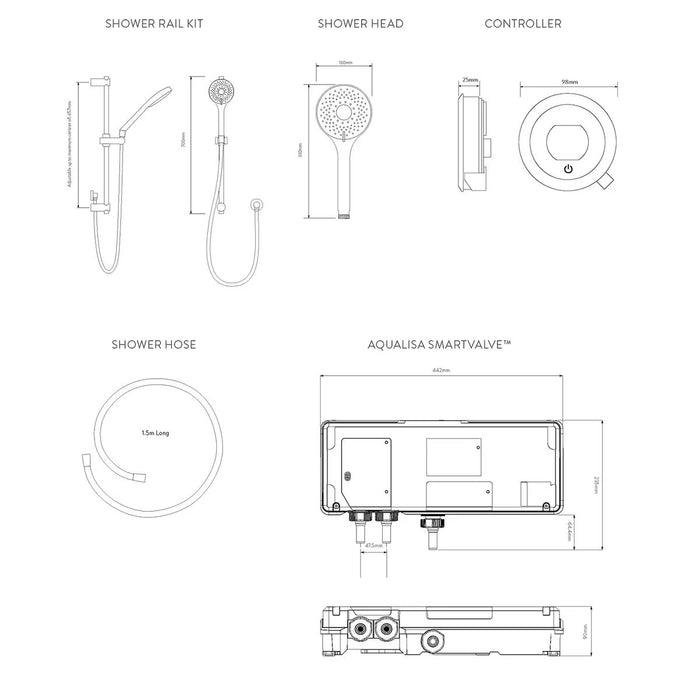 Aqualisa Optic Q Smart Digital Shower Concealed with Adjustable Head - Gravity Pumped