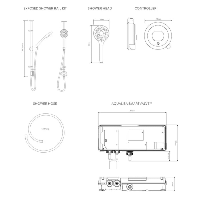 Aqualisa Optic Q Smart Digital Shower Exposed with Adjustable Head - Gravity Pumped