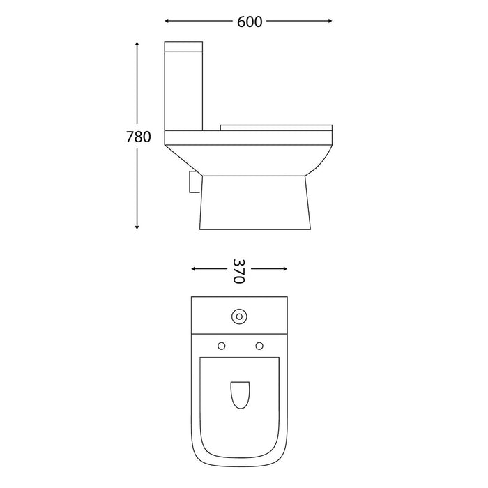 Scudo Porto Rimless Open Back Close Coupled Toilet with Soft Close Seat