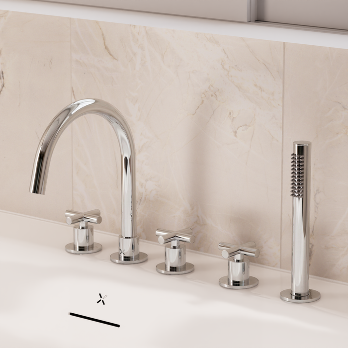 Crosswater MPRO Crosshead 5 Hole Deck Mounted Bath Set