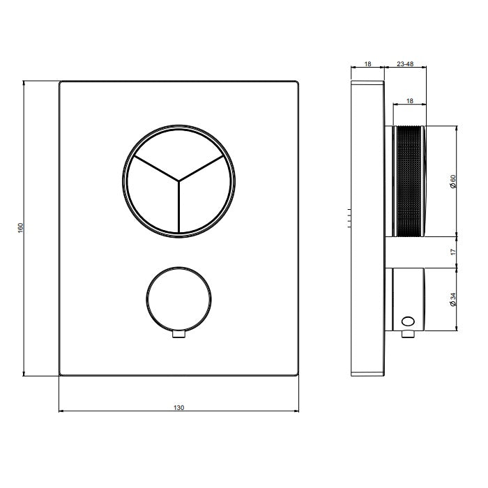 Crosswater MPRO 3 Outlet Thermostatic Concealed Shower Valve With Crossbox - Brushed Stainless Steel