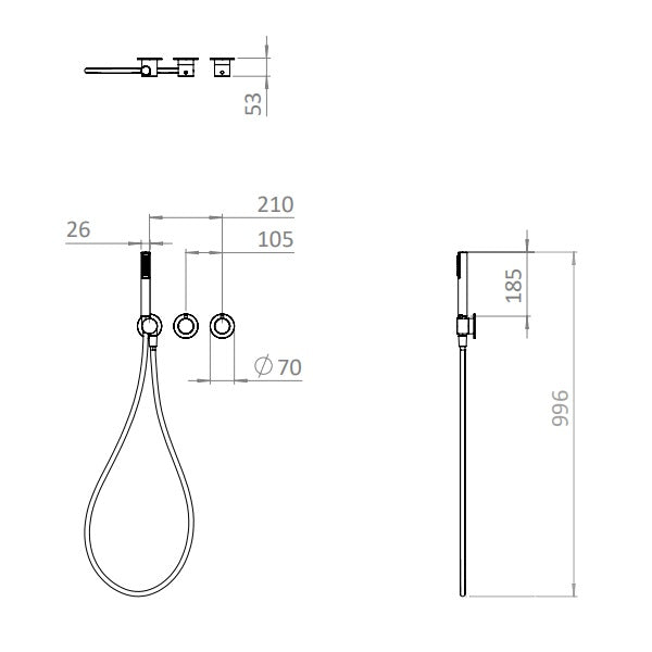 Crosswater MPRO Module 2 Outlet 2 Handle Shower Valve With Trim set And Handset