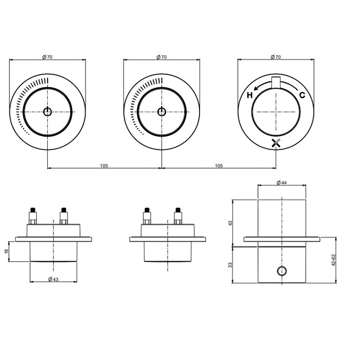 Crosswater Module MRPO 2 Outlet Thermostatic Concealed Shower Valve With Trim set And Rough