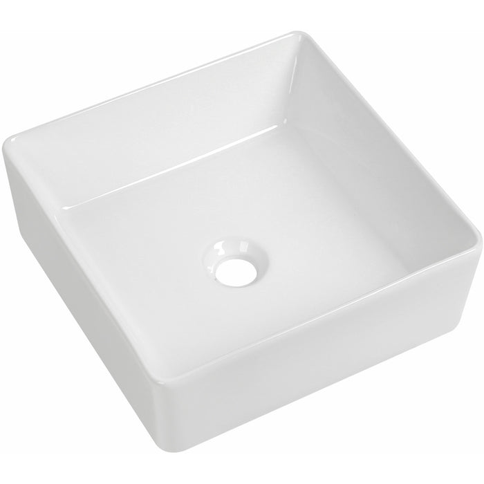 Tailored Parma Square Countertop Basin - 390mm Wide - Gloss White