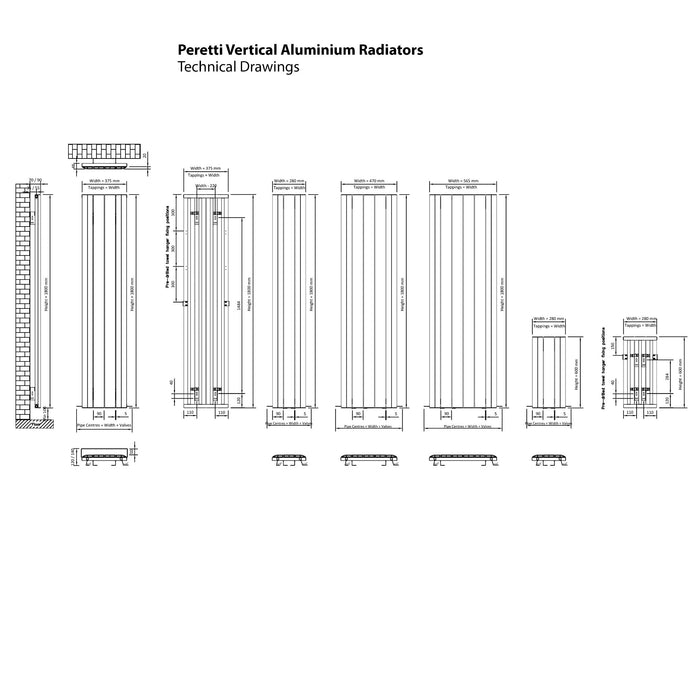 Eastbrook Peretti Aluminium Vertical Designer Radiator - Matt Anthracite