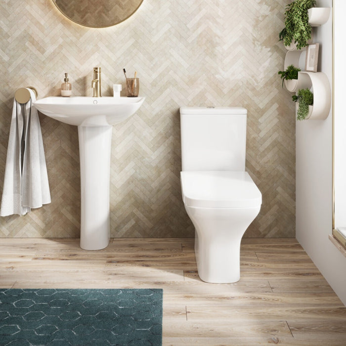 Scudo Porto 550mm Basin with Full Pedestal 1 Tap Hole