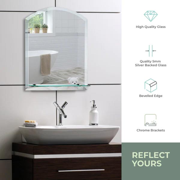 Celine Arch Non-Illuminated Mirror with Shelf - 600mm x 450mm
