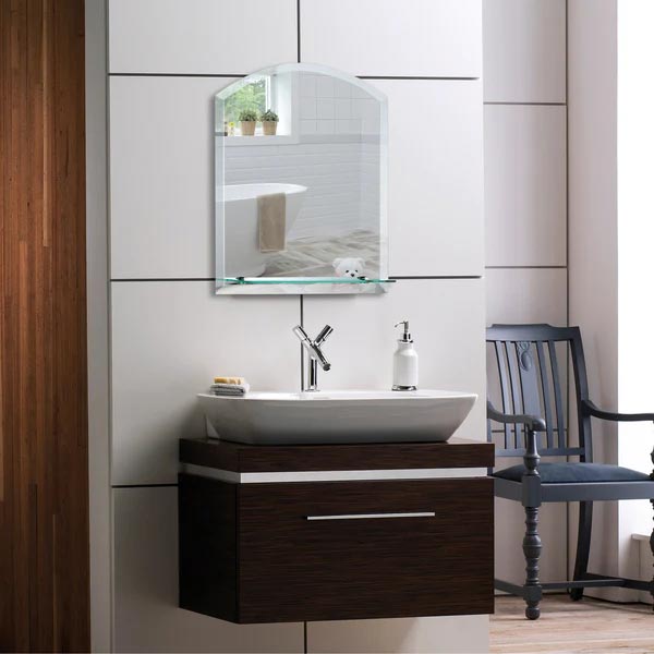 Celine Arch Non-Illuminated Mirror with Shelf - 600mm x 450mm