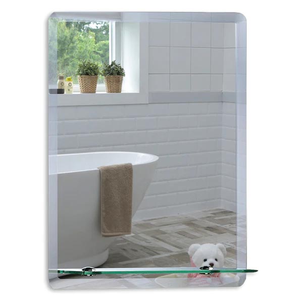 Bonita Rectangular Non-Illuminated Mirror with Shelf - 600mm x 450mm