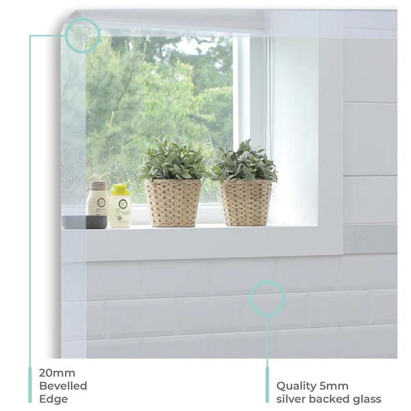 Bonita Rectangular Non-Illuminated Mirror with Shelf - 600mm x 450mm