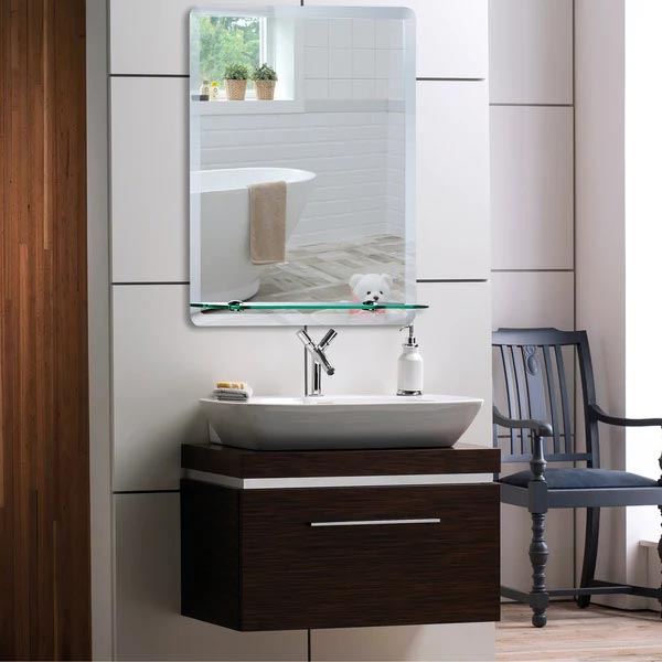 Bonita Rectangular Non-Illuminated Mirror with Shelf - 600mm x 450mm