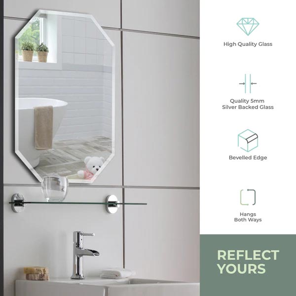 Octagon Non-Illuminated Mirror - 500mm x 400mm