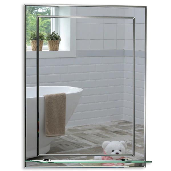 Iowa Rectangular Non-Illuminated Mirror with Shelf - 500mm x 400mm
