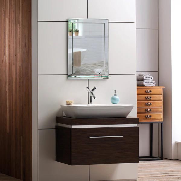 Iowa Rectangular Non-Illuminated Mirror with Shelf - 500mm x 400mm