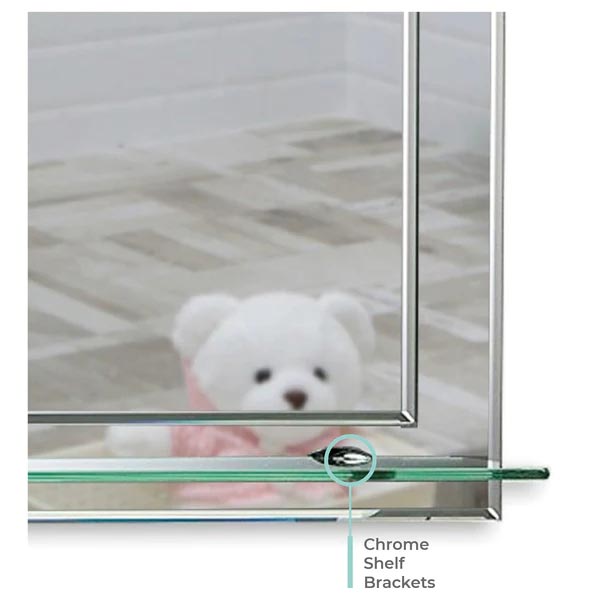 Iowa Rectangular Non-Illuminated Mirror with Shelf - 500mm x 400mm