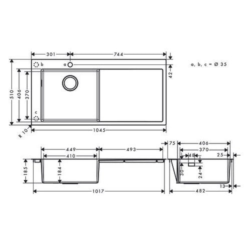 Hansgrohe S71 Kitchen Sink with Draining Board - Stainless Steel