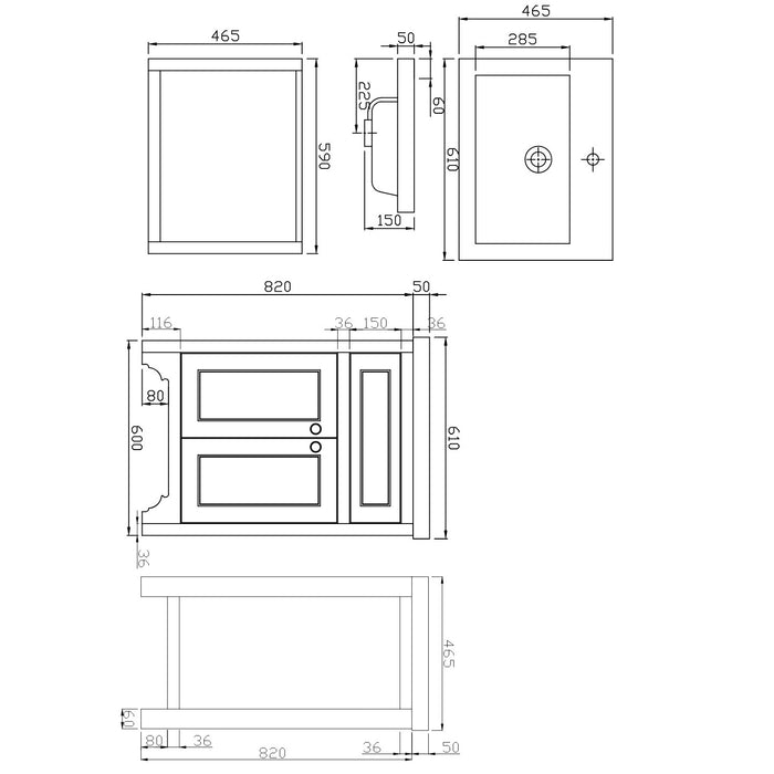 Scudo Ripley 600mm 2 Door Floorstanding Vanity Unit with Handles & Basin