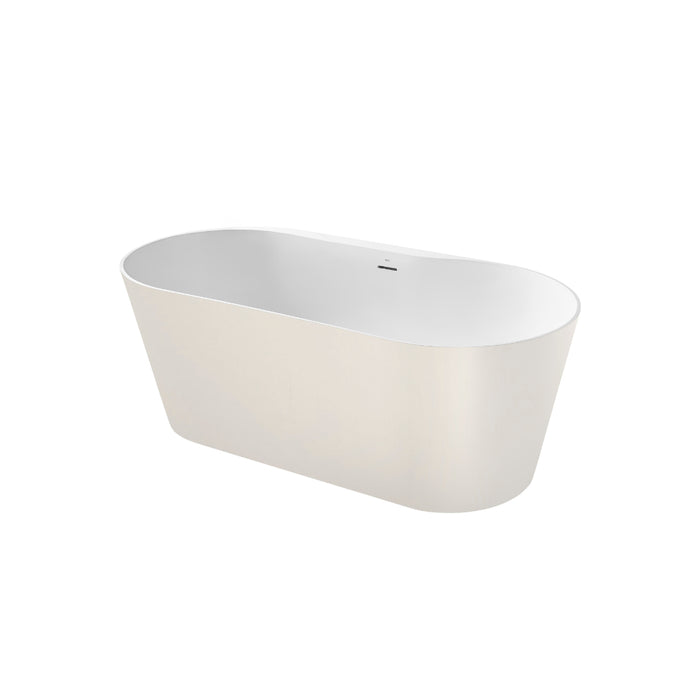 Roca Raina Oval Double Ended Stonex Freestanding Bath with Click Clack Waste & Trap - 1590mm x 790mm