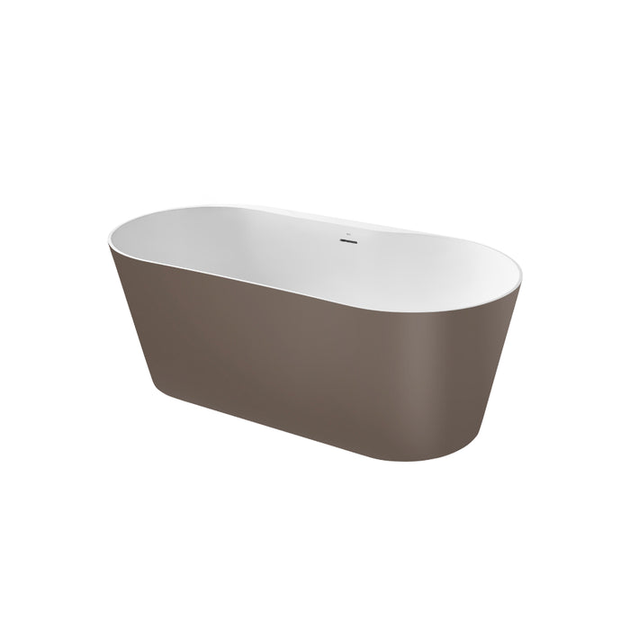 Roca Raina Oval Double Ended Stonex Freestanding Bath with Click Clack Waste & Trap - 1590mm x 790mm