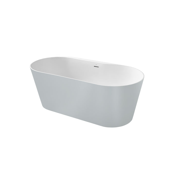 Roca Raina Oval Double Ended Stonex Freestanding Bath with Click Clack Waste & Trap - 1590mm x 790mm