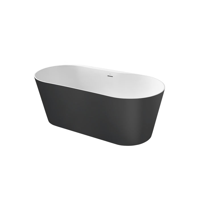 Roca Raina Oval Double Ended Stonex Freestanding Bath with Click Clack Waste & Trap - 1590mm x 790mm