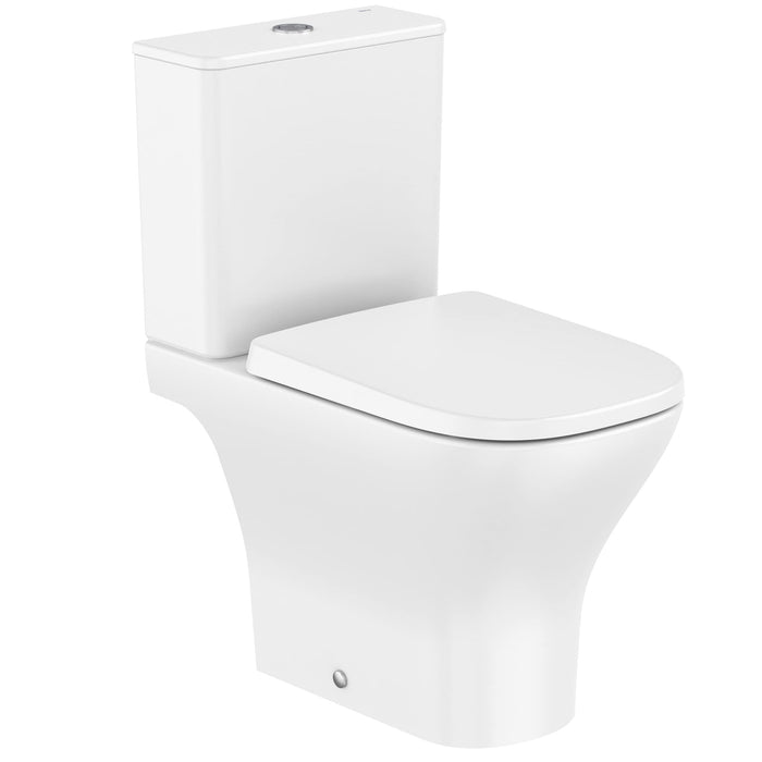 Roca Optica Vortex Rimless Open Back Close Coupled Toilet with Soft Close Seat