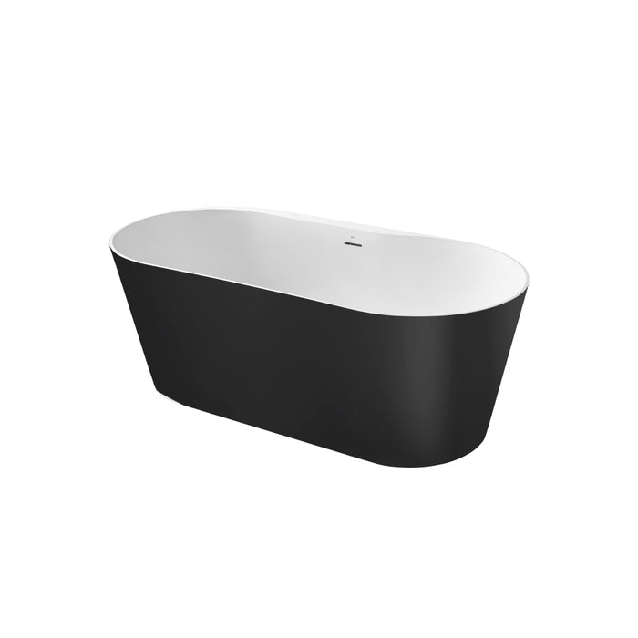 Roca Raina Oval Double Ended Stonex Freestanding Bath with Click Clack Waste & Trap - 1590mm x 790mm