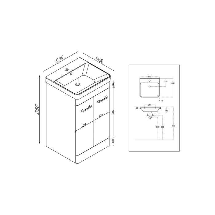 Scudo Rossini 2 Door Floorstanding Vanity Unit with Basin