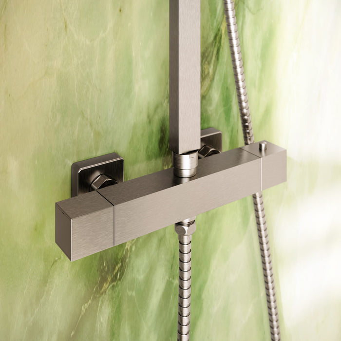 Scudo Elliot Square Thermostatic Rigid Riser Mixer Shower inc. Easy Fix Kit
