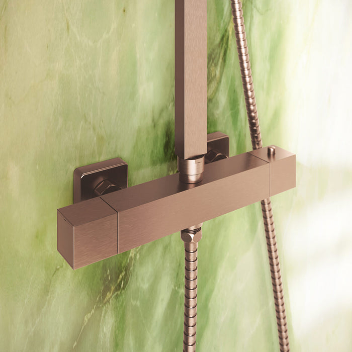 Scudo Elliot Square Thermostatic Rigid Riser Mixer Shower inc. Easy Fix Kit