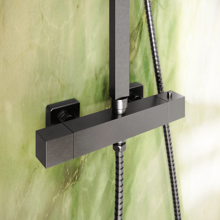 Scudo Elliot Square Thermostatic Rigid Riser Mixer Shower inc. Easy Fix Kit