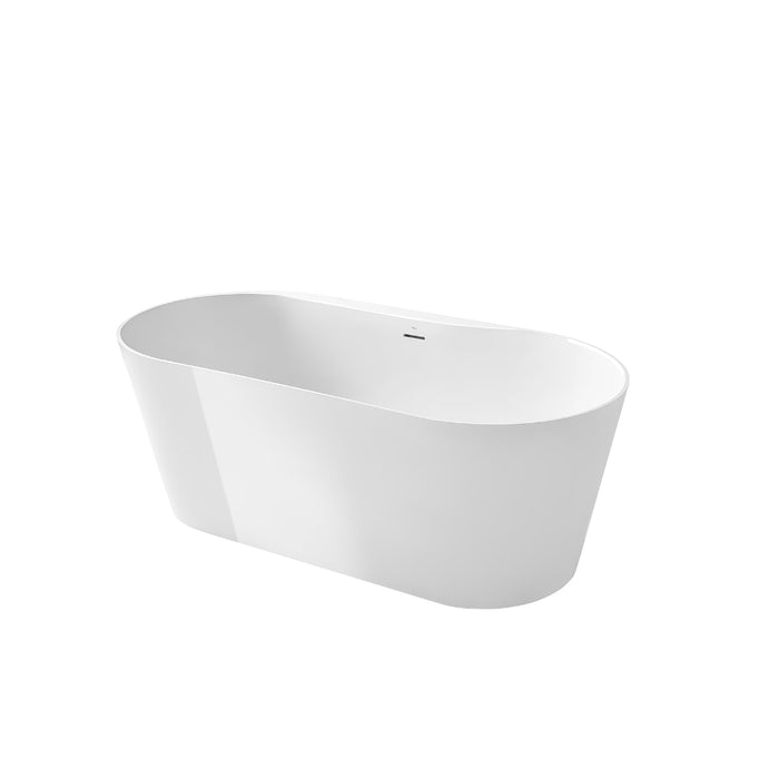 Roca Raina Oval Double Ended Stonex Freestanding Bath with Click Clack Waste & Trap - 1590mm x 790mm