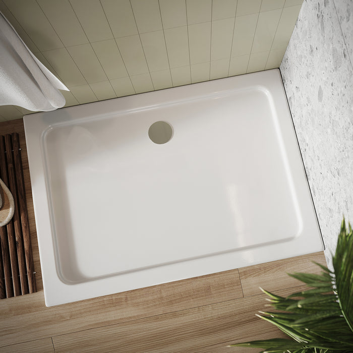 Scudo Riva Rectangular Shower Tray with Waste - White