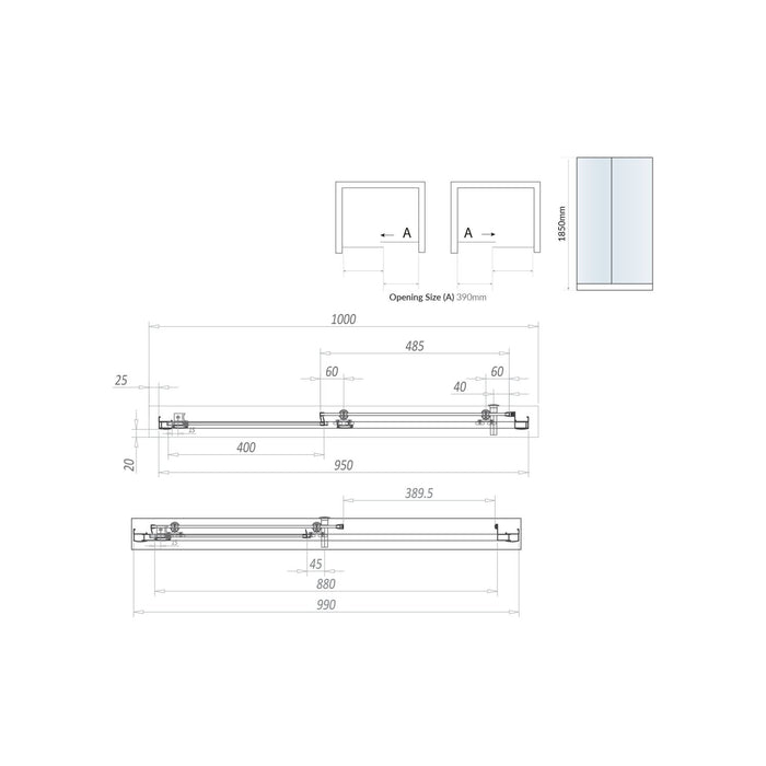 Scudo Korra 6mm Sliding Shower Door with Side Panel
