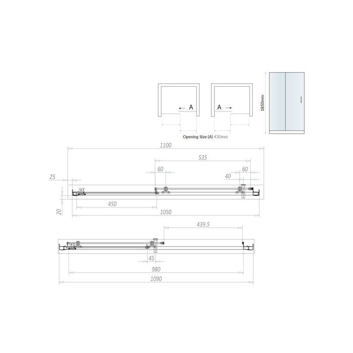 Scudo Korra 6mm Sliding Shower Door with Side Panel