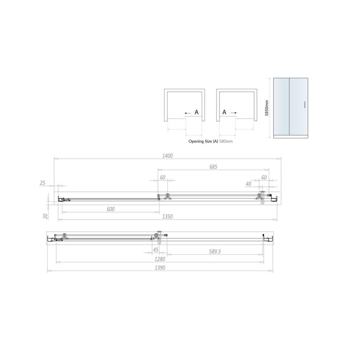 Scudo Korra 6mm Sliding Shower Door with Side Panel