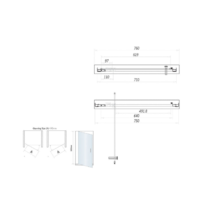 Scudo Korra 6mm Pivot Shower Door with Side Panel