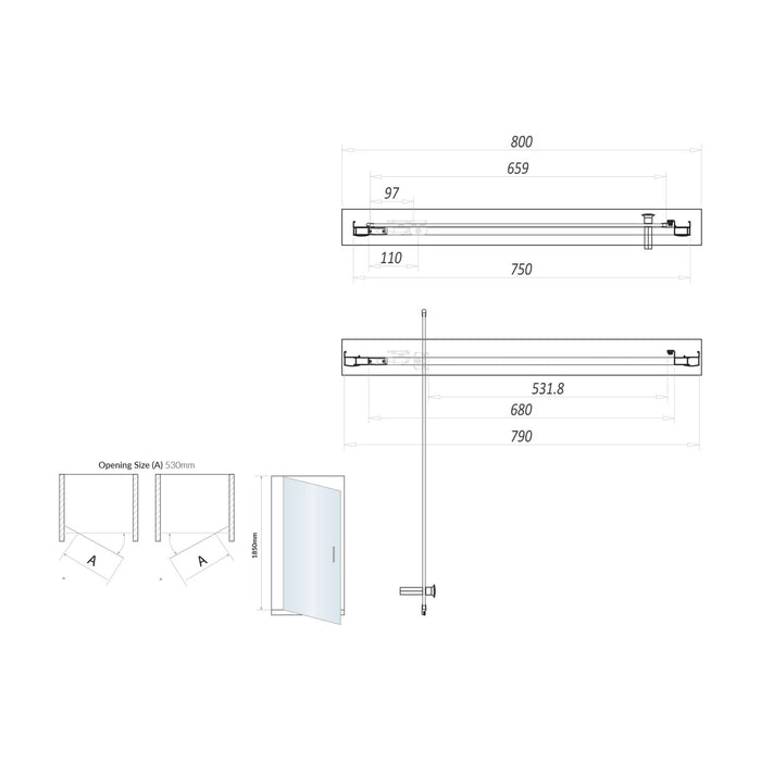 Scudo Korra 6mm Pivot Shower Door with Side Panel
