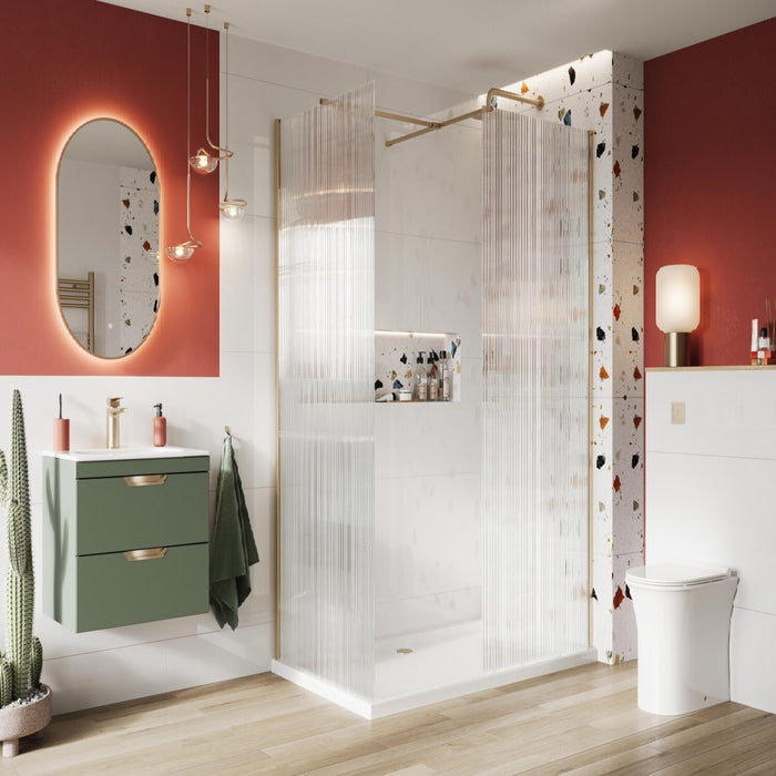Scudo Forte 8mm Wetroom Fluted Glass Panel with Profile Kit