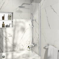 Scudo S6 Radius Edge 6mm Fixed Bath Screen 1400mm x 300mm - Chrome