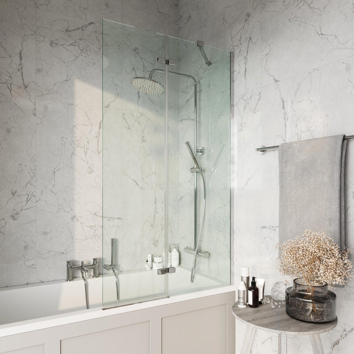 Scudo S6 Square Edge 6mm Pivot Bath Screen including Fixed Panel 900mm