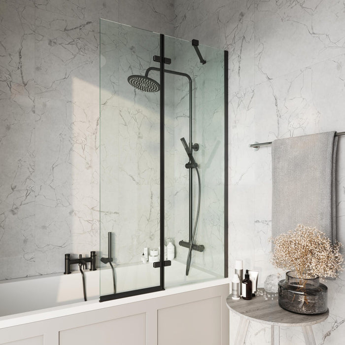 Scudo S6 Square Edge 6mm Pivot Bath Screen including Fixed Panel 900mm